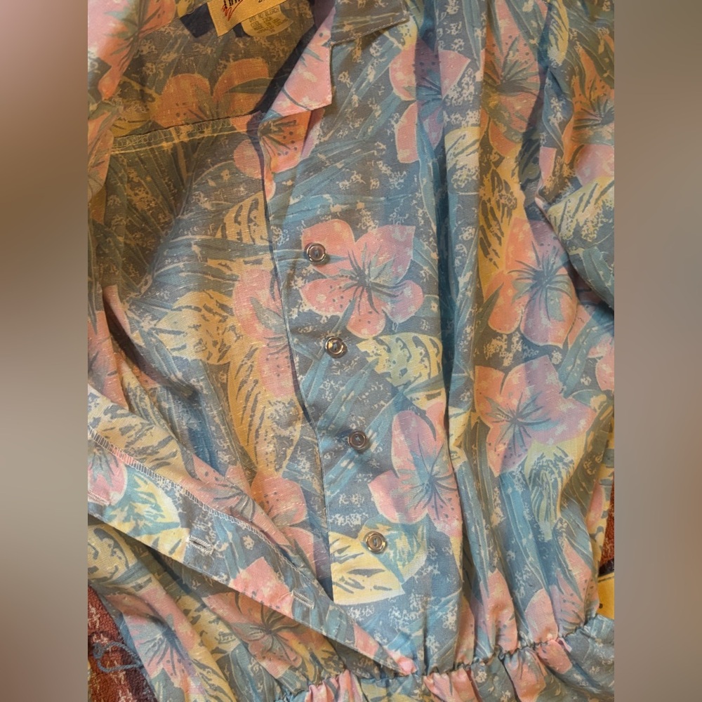 VINTAGE Pastel Floral Print Belted Women's Dress GOLDEN GIRLS 80s SIZE 10 - Picture 8 of 12